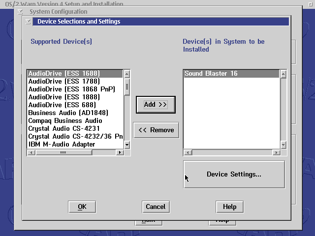 OS/2 启用 Sound Blaster 16 声卡