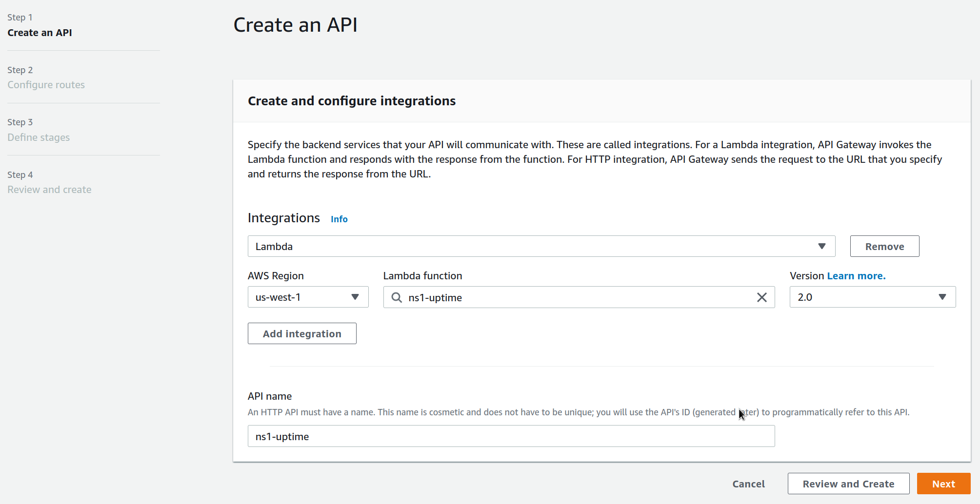 AWS API Gateway 选择 Lambda 函数